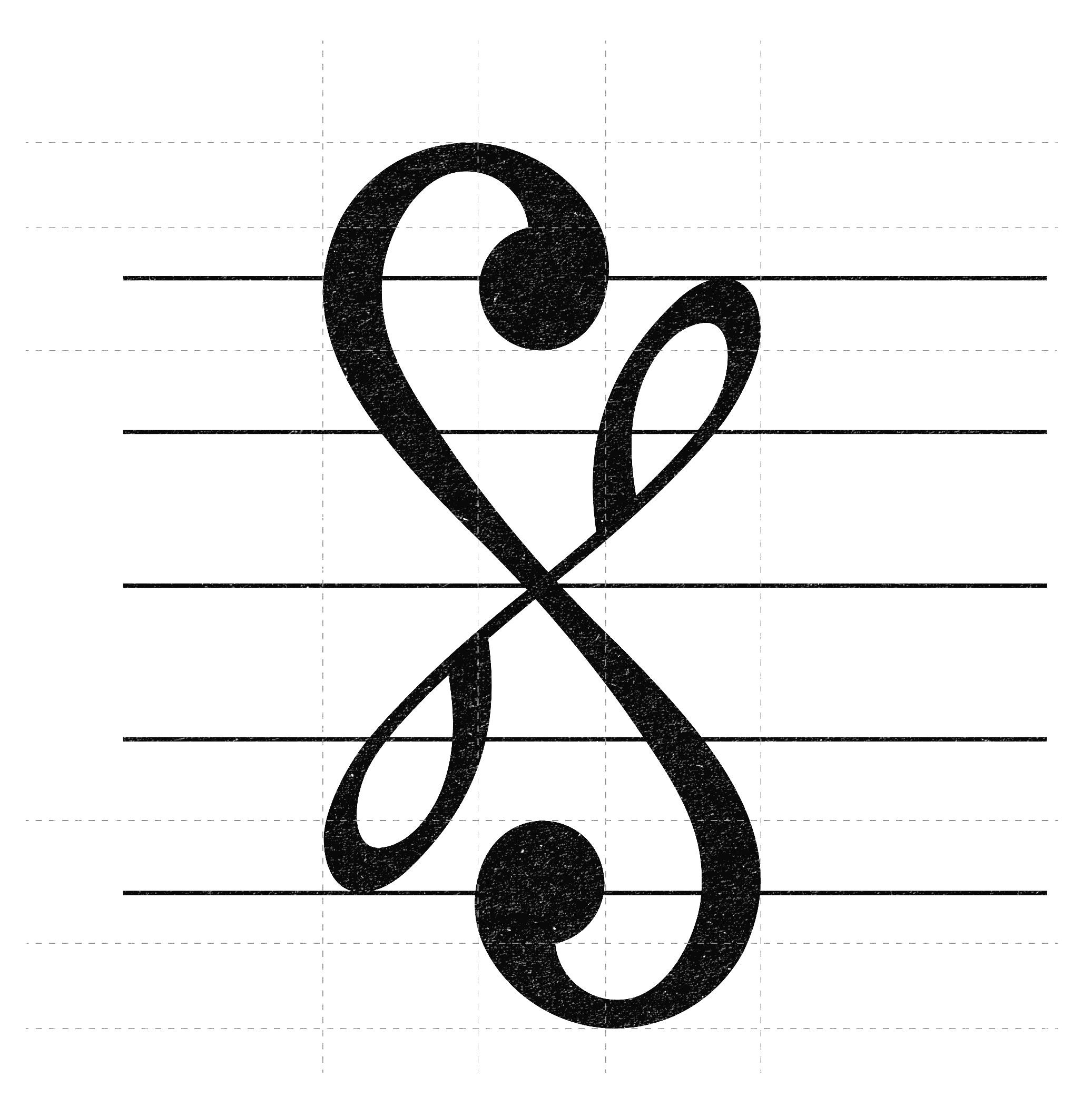 Equidistant clef near-finished proportions grid